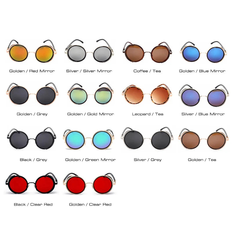 Steampunk Round UV400 Sunglasses