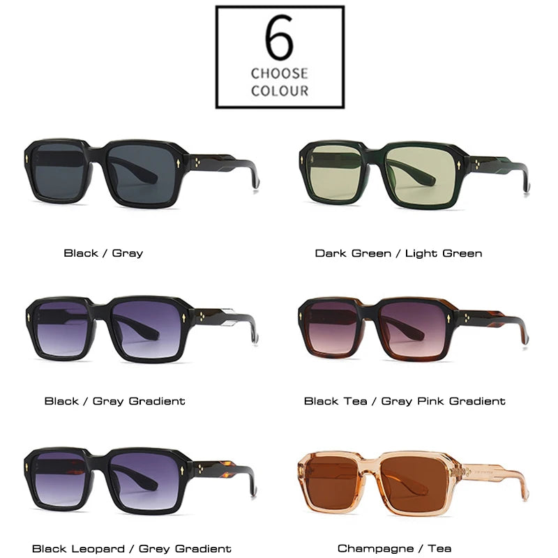 Punk Rivets Gradient Square Sunglasses