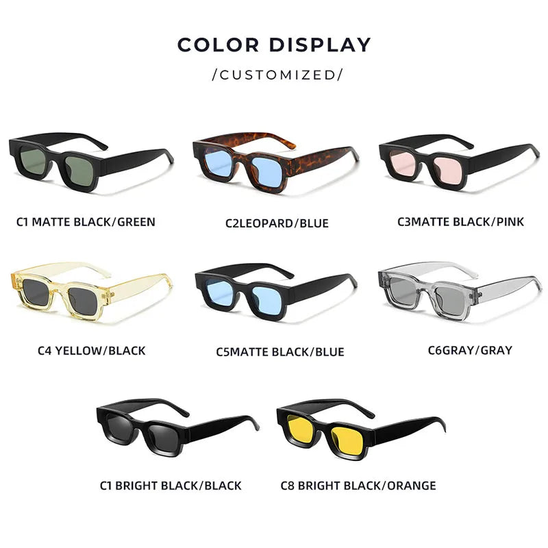 Retro Metal Hinge Rectangle UV400 Sunglasses
