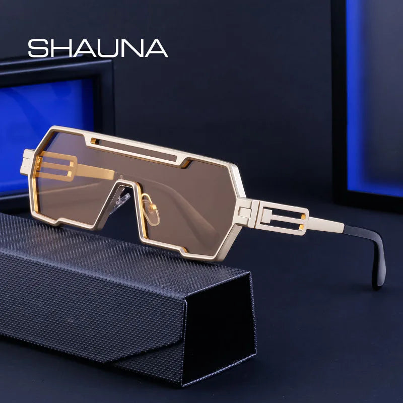 Vintage Metal Punk Oversized UV400 Sunglasses