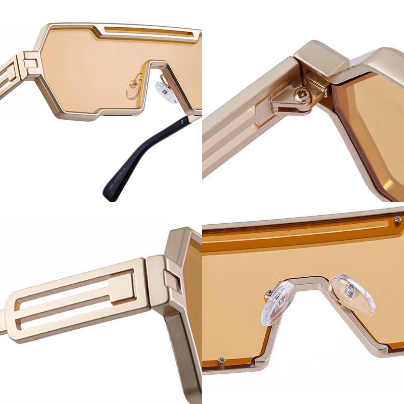 Vintage Metal Punk Oversized UV400 Sunglasses