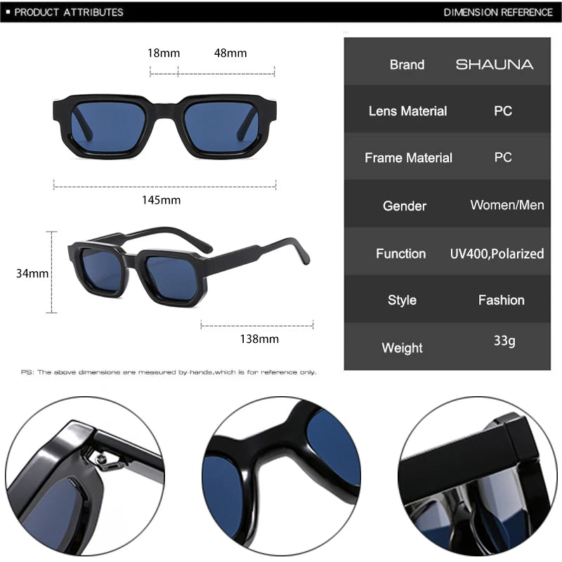 Square Blue Tea UV400 Sunglasses