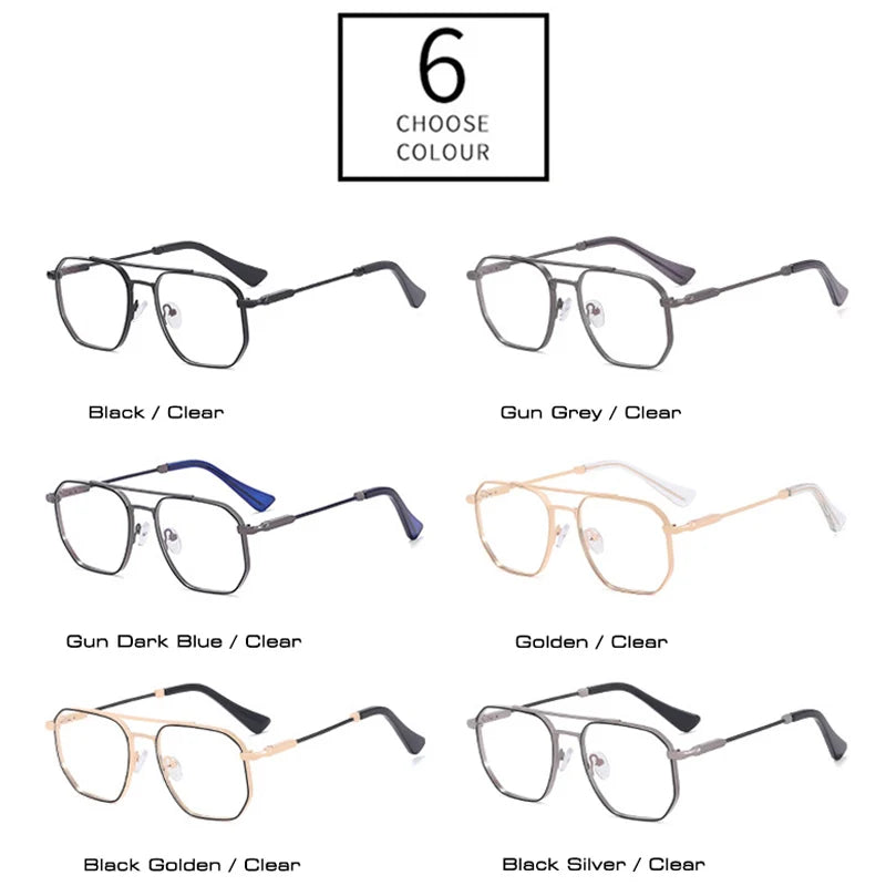 Retro Double Bridge Anti-Blue Light Glasses