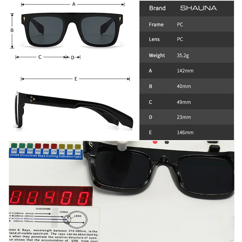 Punk Rivets Square UV400 Sunglasses