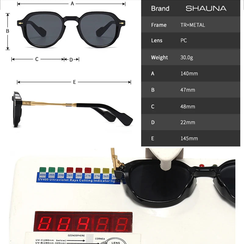 Retro Oval Rivets UV400 Sunglasses