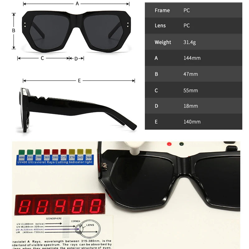 Retro Polygon Cat Eye UV400 Sunglasses