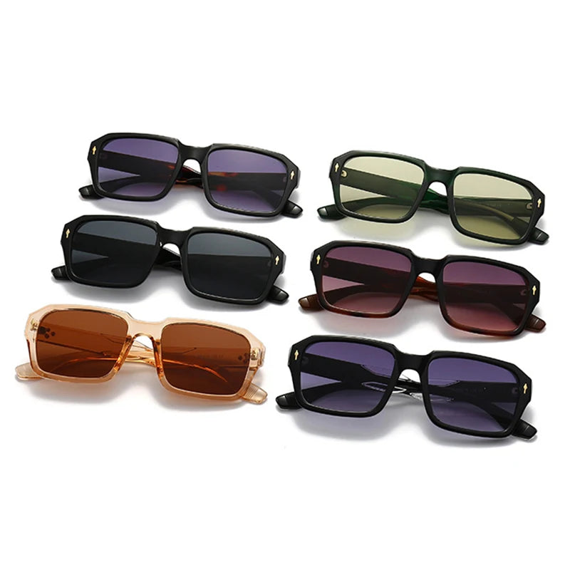 Punk Rivets Gradient Square Sunglasses