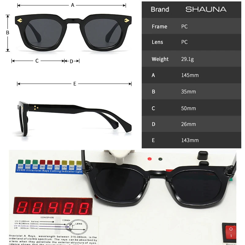 Fashion Square Rivets UV400 Sunglasses