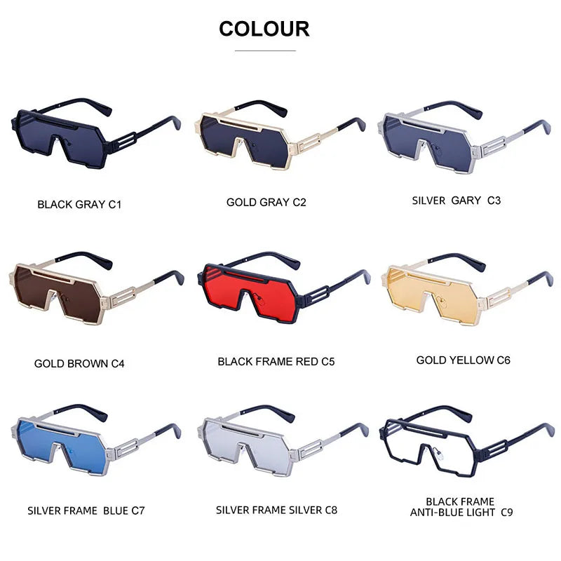 Vintage Metal Punk Oversized UV400 Sunglasses