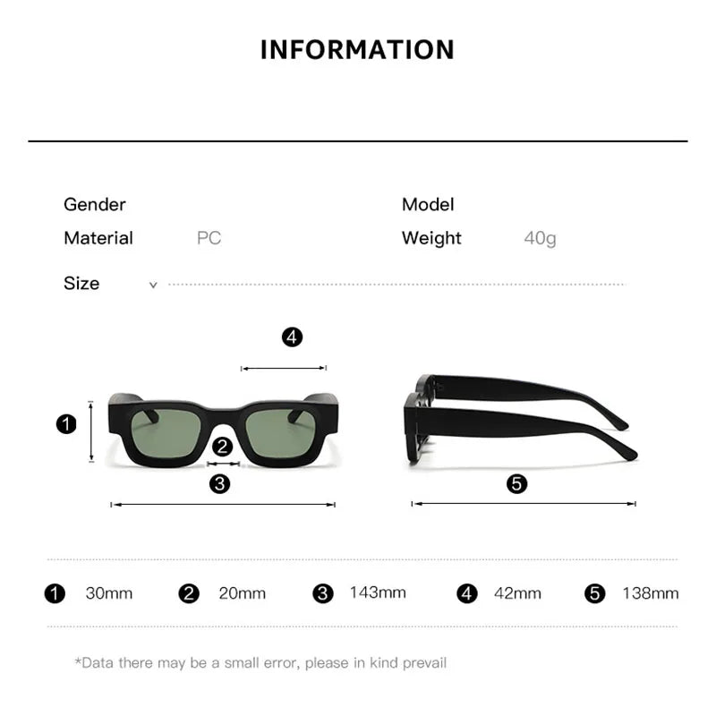 Retro Metal Hinge Rectangle UV400 Sunglasses