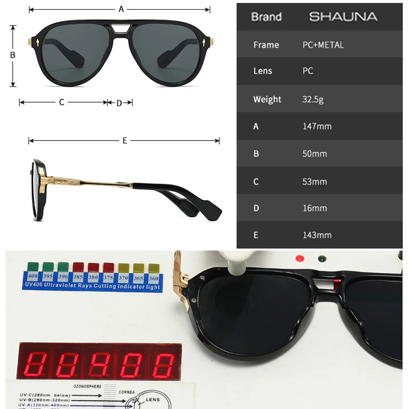 Luxury Double Bridge Pilot UV400 Sunglasses