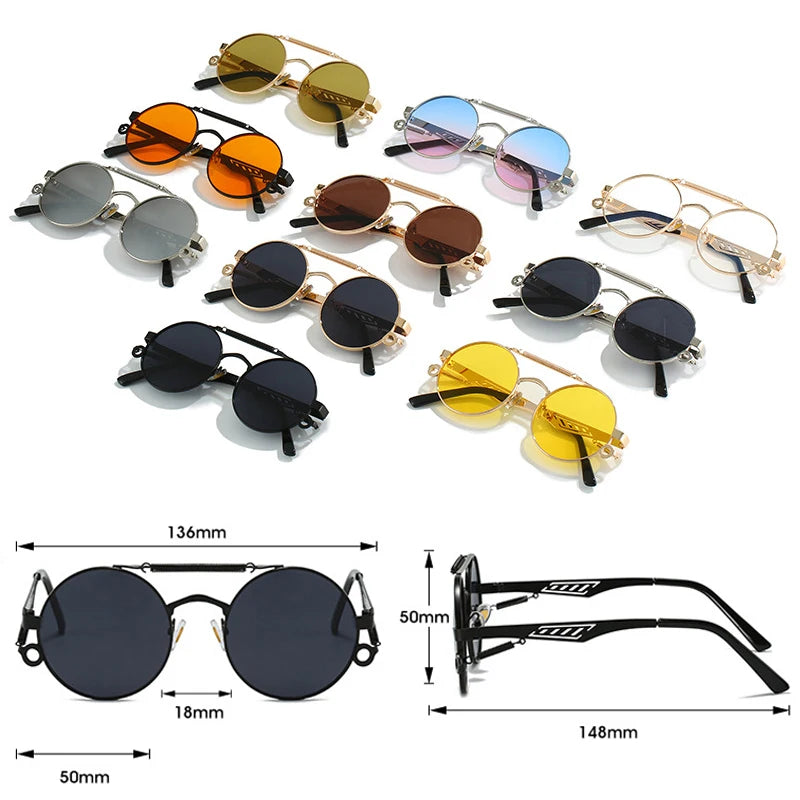 Retro Metal Double Bridge UV400 Sunglasses