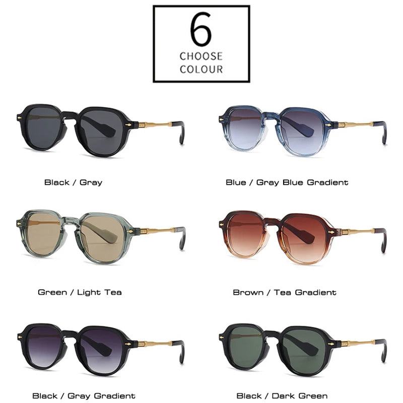 Retro Oval Rivets UV400 Sunglasses